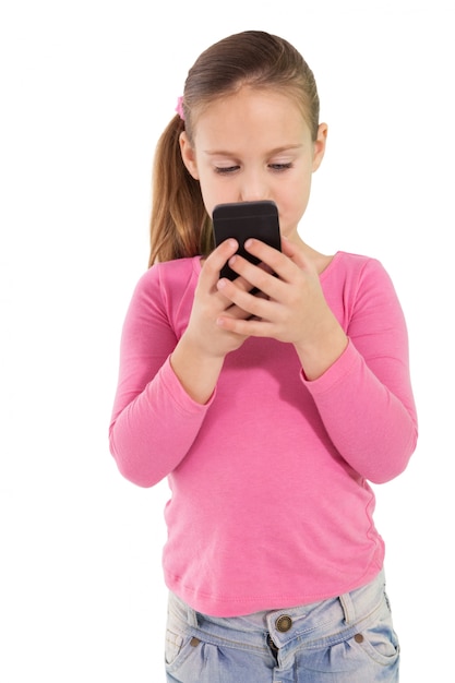 Cute little girl using smartphone