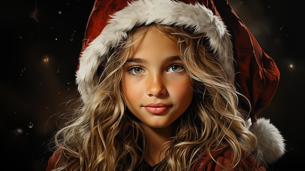 Cute little girl in winter clothes on christmas