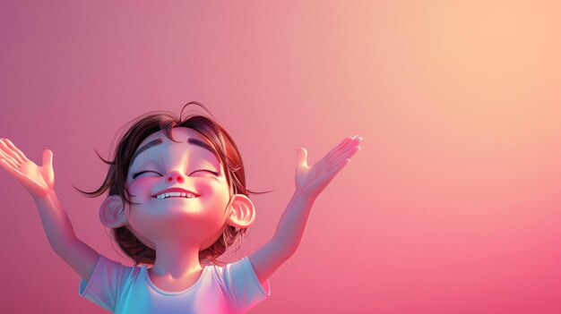 Cute little girl with closed eyes and raised arms enjoying the warm sunlight
