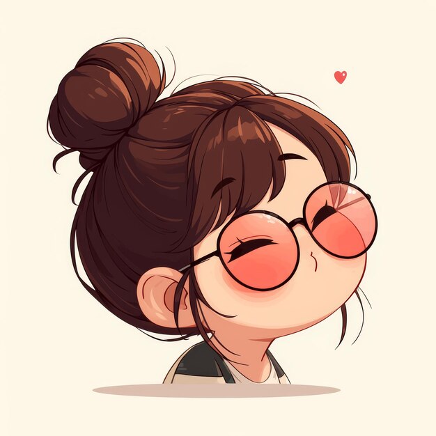 Cute little girl with glasses illustration in cartoon style