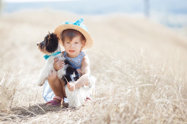 Cute little girl with her little pet