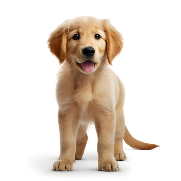 Cute little golden retriever dog on white background Generative AI