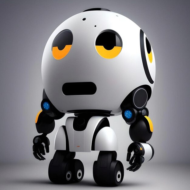 Cute little gry robot