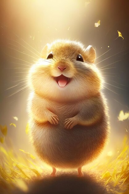 Premium AI Image  A hamster with long whiskers is standing on a