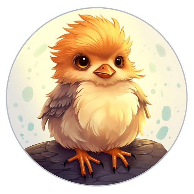 cute little happy chick on a circle