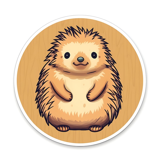 Photo cute little happy echidna on a circle