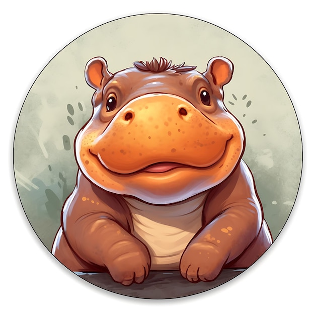 cute little happy Hippo on a circle