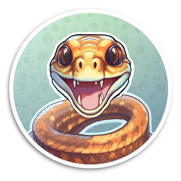 Photo cute little happy python on a circle