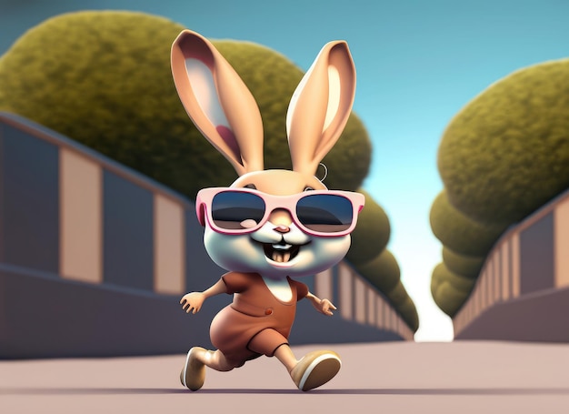 Photo cute little hare 3d character