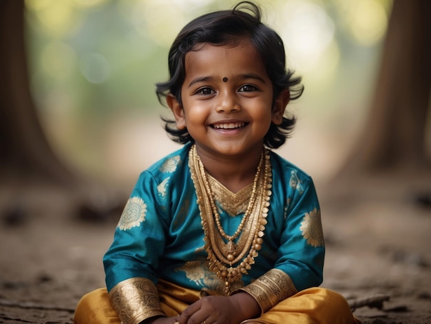 cute little indian baby in retro costume