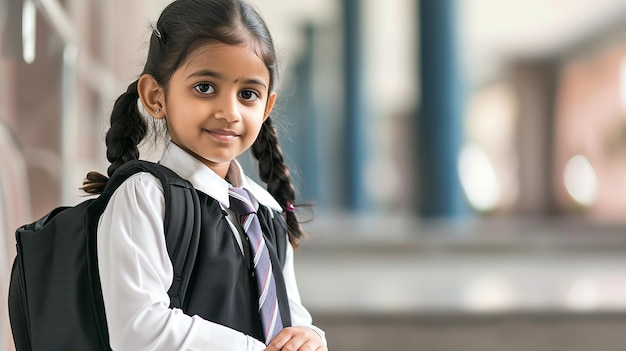 Cute little Indian schoolgirl in uniform