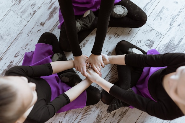 Cute little kids dancers on dance studio