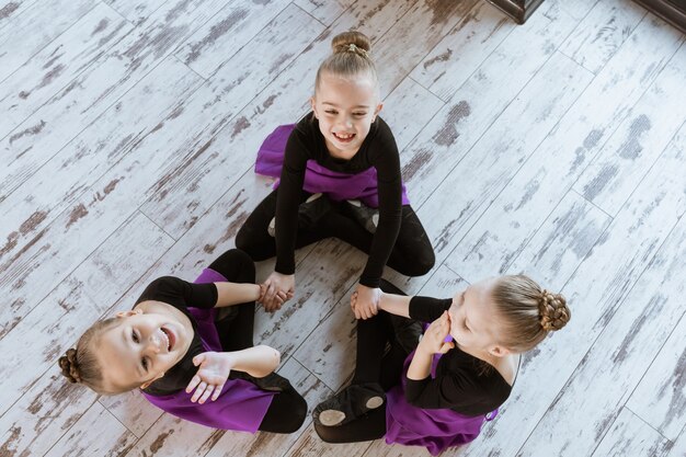 Cute Little Kids Dancers On Dance Studio