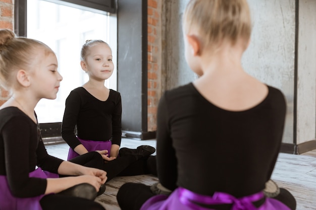 Cute little kids dancers on dance studio