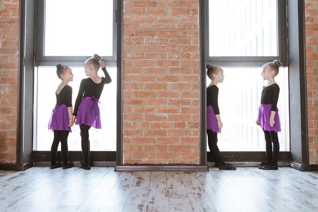 Cute little kids dancers on dance studio