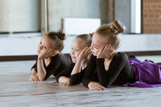 Cute little kids dancers on dance studio