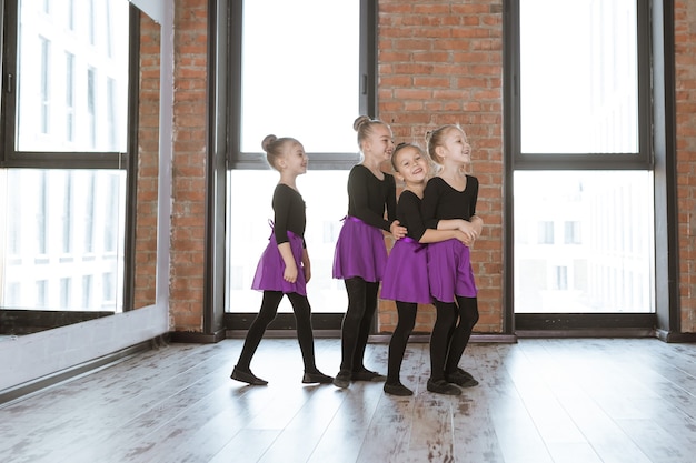 Cute little kids dancers on dance studio