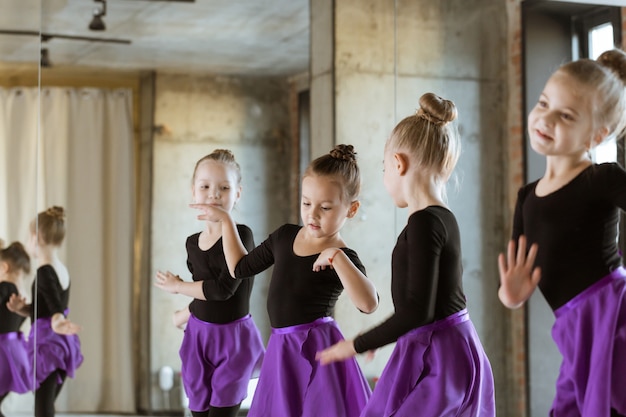 Cute little kids dancers on dance studio