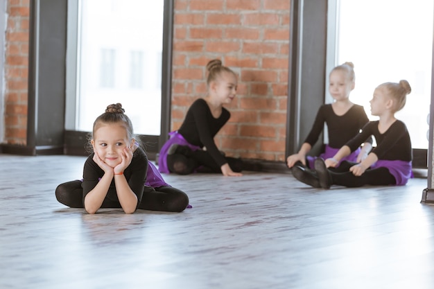 Cute little kids dancers on dance studio