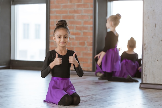 Cute little kids dancers on dance studio