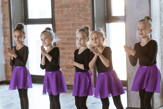 Cute little kids dancers on dance studio