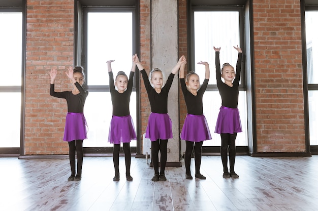 Cute little kids dancers on dance studio