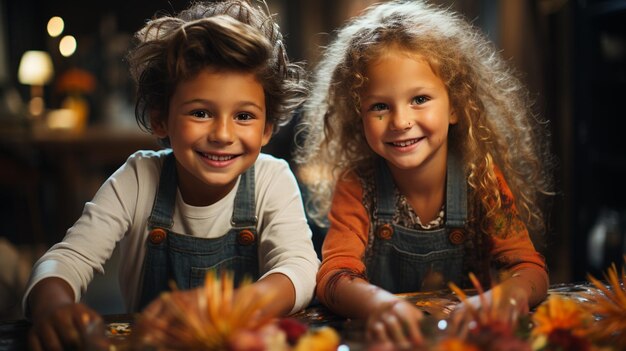 cute little kids painting