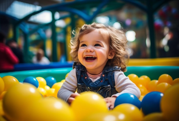 遊び場エリアで遊ぶかわいい子供たち