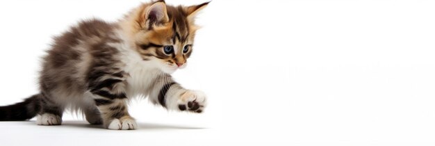 Cute little kitten on light background