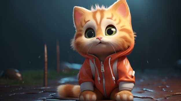 Cute little kitty cartoon character