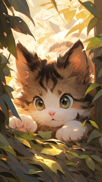 a cute little kitty in the forest