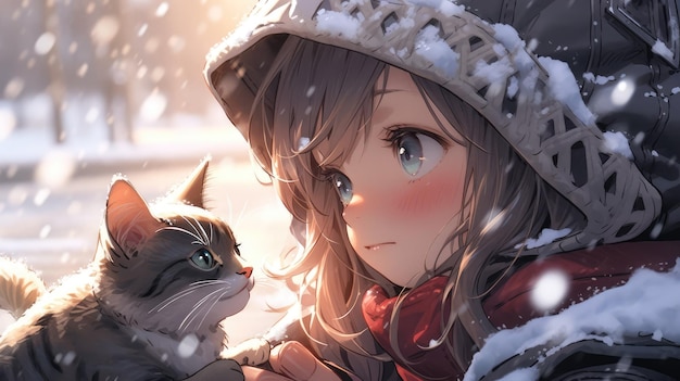 a cute little kitty in the snow