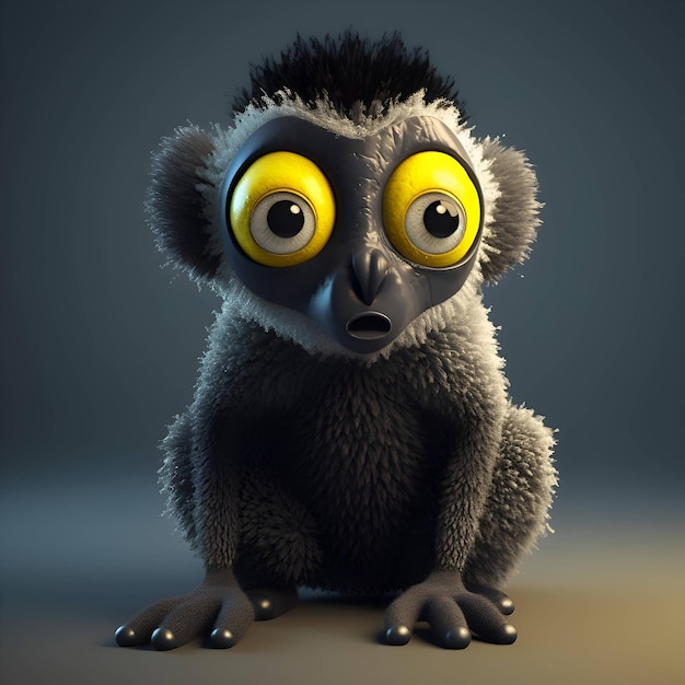 Cute little koala with yellow eyes 3d illustration