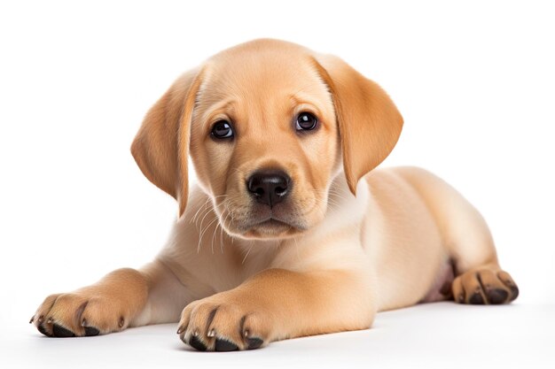 A cute little Labrador Retriever Dog isolated on white plain background