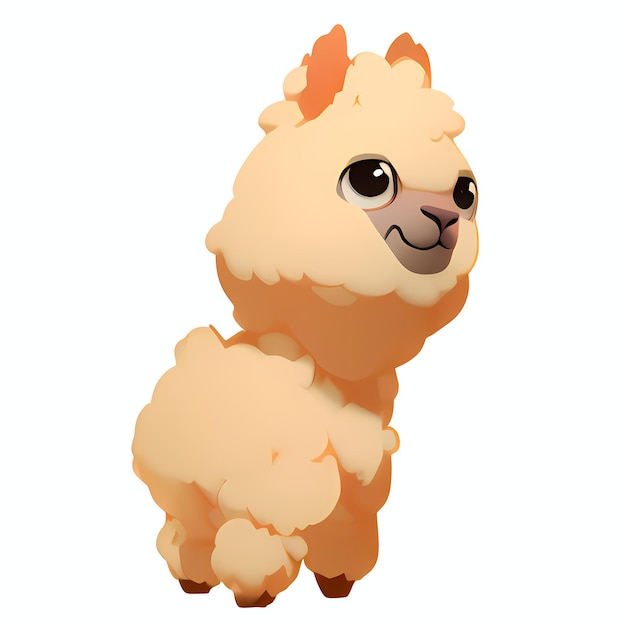 Cute little lama alpaca character isolated on white background AI