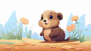 Photo a cute little lemming in vector style