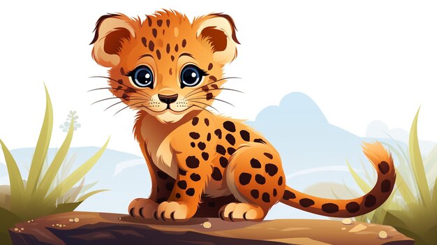 a cute little Leopard in vector style