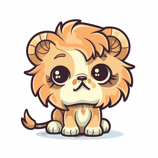 A cute little lion with a white background cartoon lion sticker Generative ai