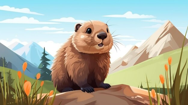 a cute little Marmot in vector style