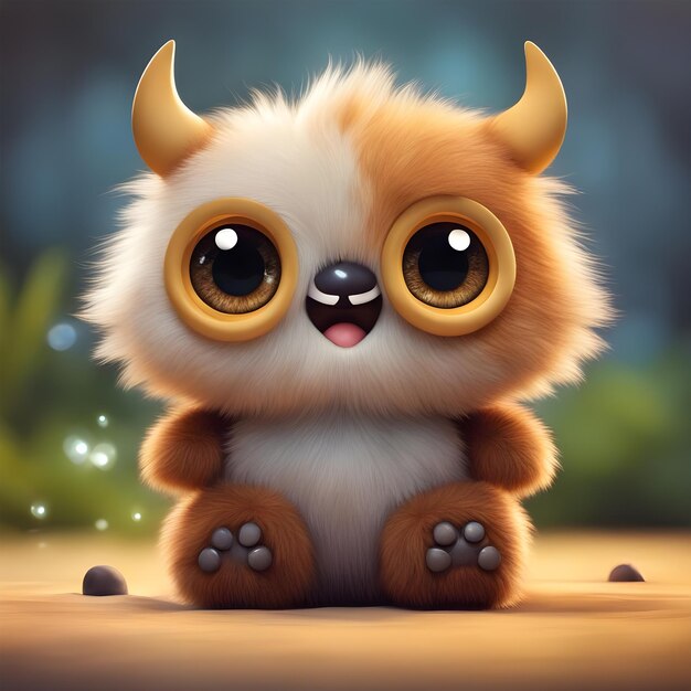 Premium AI Image  cute little monster smooth skin soft fur bright eyes