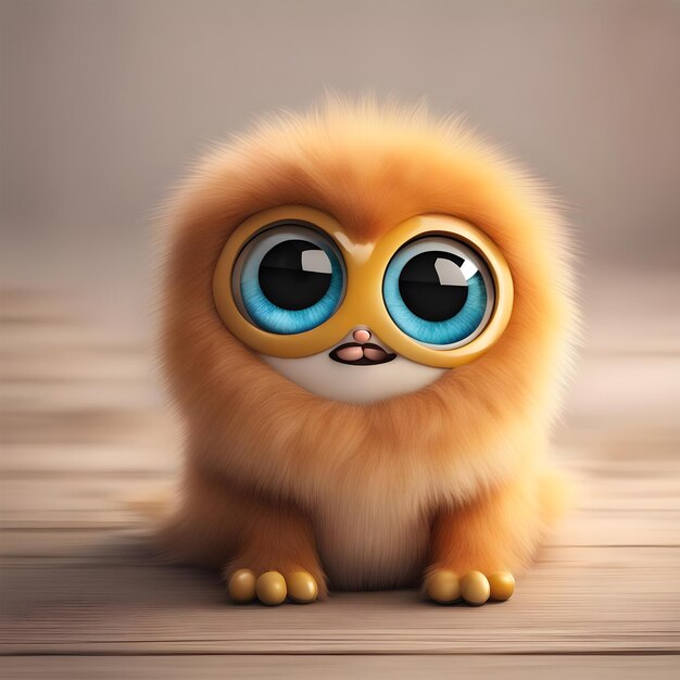 Premium AI Image  cute little monster smooth skin soft fur bright eyes