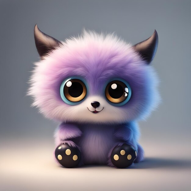 Premium AI Image  cute little monster smooth skin soft fur bright eyes