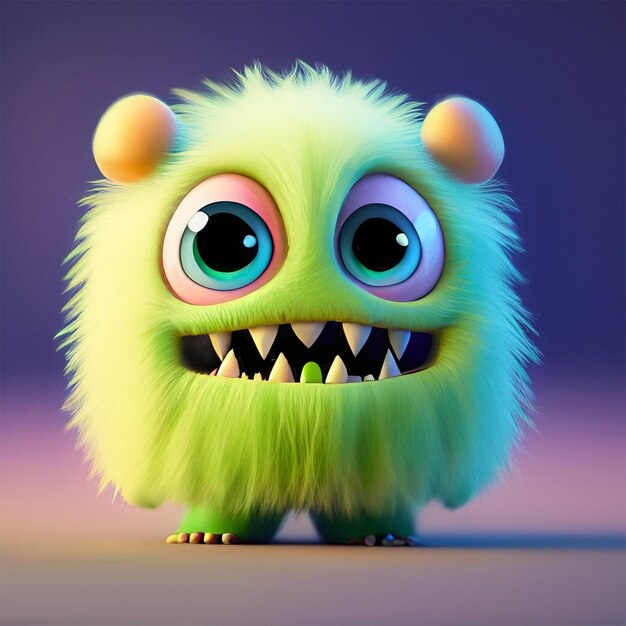 Cute little monster smooth skin soft fur bright eyes