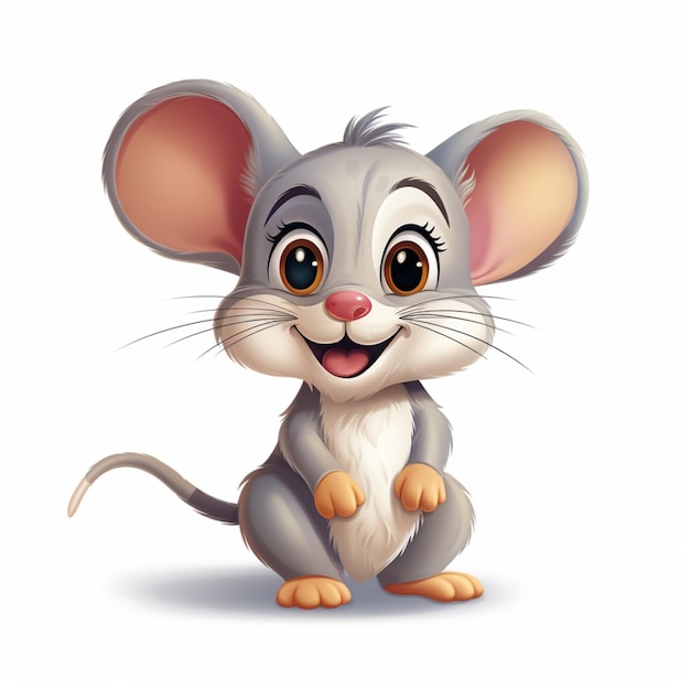 Cute little mouse cartoon on white background