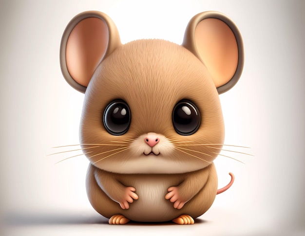 Cute little mouse character on white background