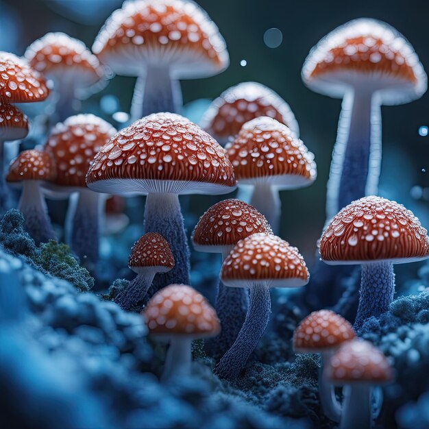 Photo cute little mushrooms