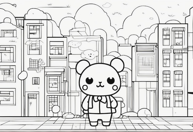 Photo cute little panda cartoon cute little panda cartoon cartoon panda bear and bear with backpack on str