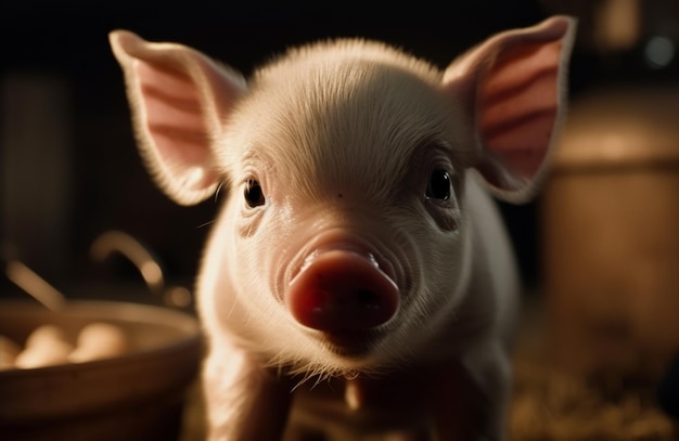 Cute little piglet snout in selective focus generated by AI