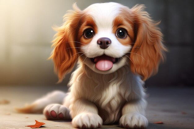 Photo cute little puppy happy dog