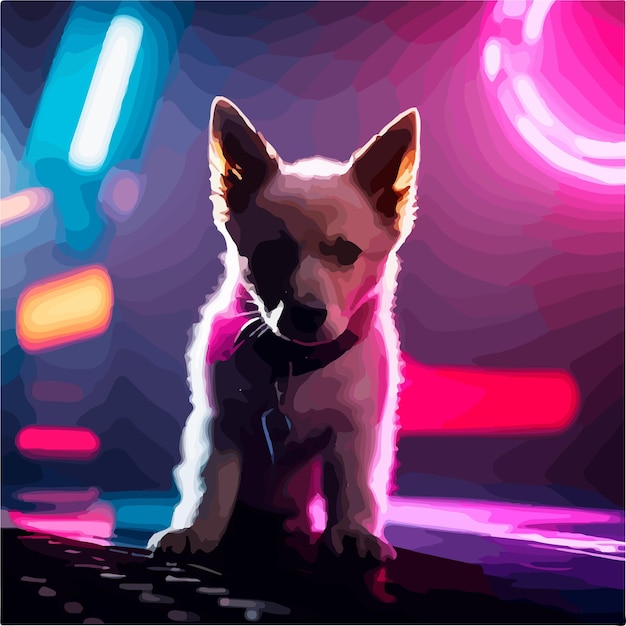 cute little puppy illustration created with generative ai technology